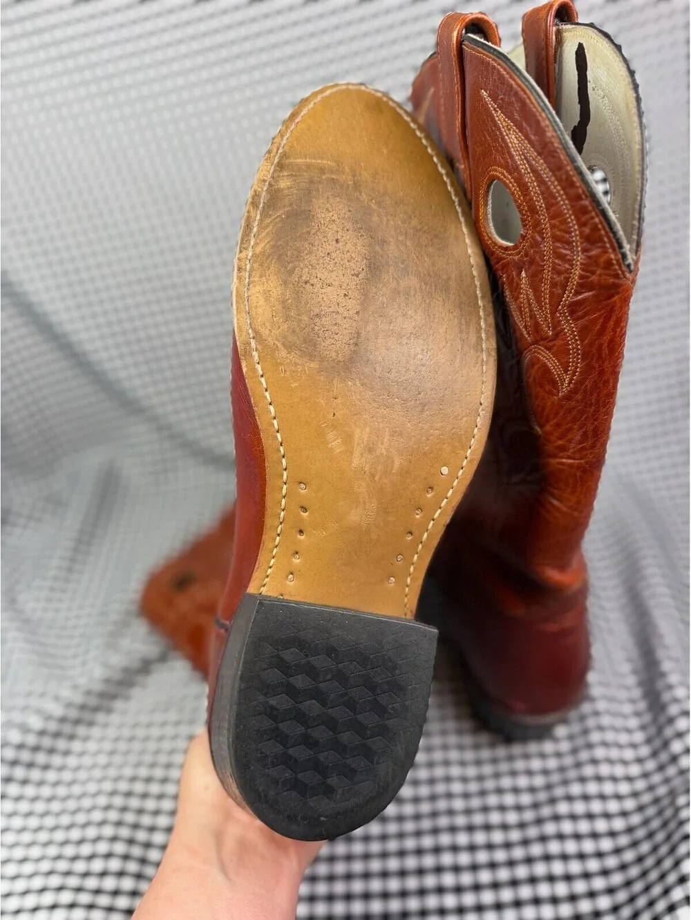Vintage Acme Cowboy Boots Mens 12 D Brown Leather Western Pull On Rodeo USA